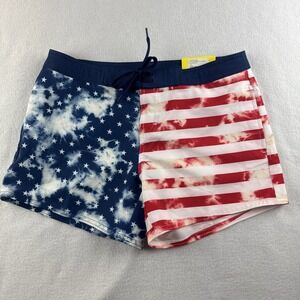 o'rageous Tie Dye American Flag True Blue Depth‎ Swim Shorts JR Small
